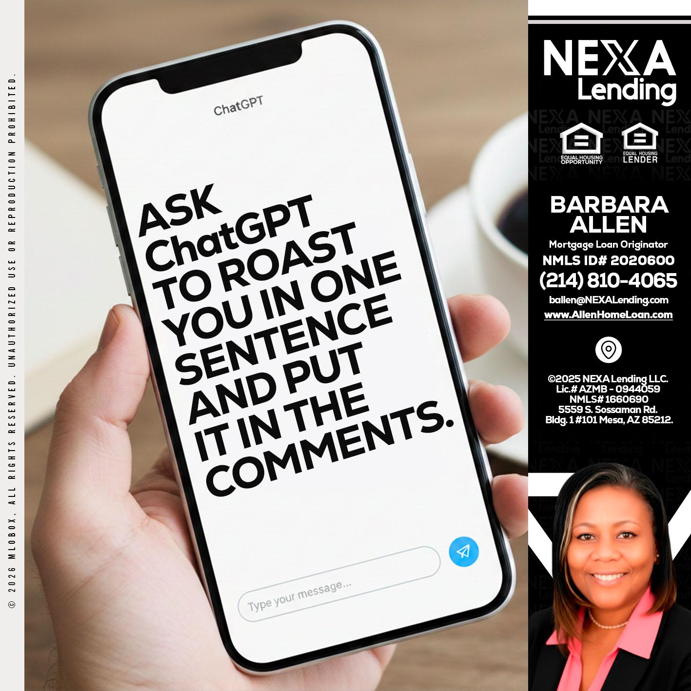 ask chatgpt - Barbara Allen -Mortgage Consultant