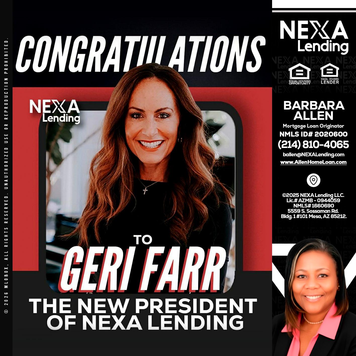 CONGRATULATIONS - Barbara Allen -Mortgage Consultant