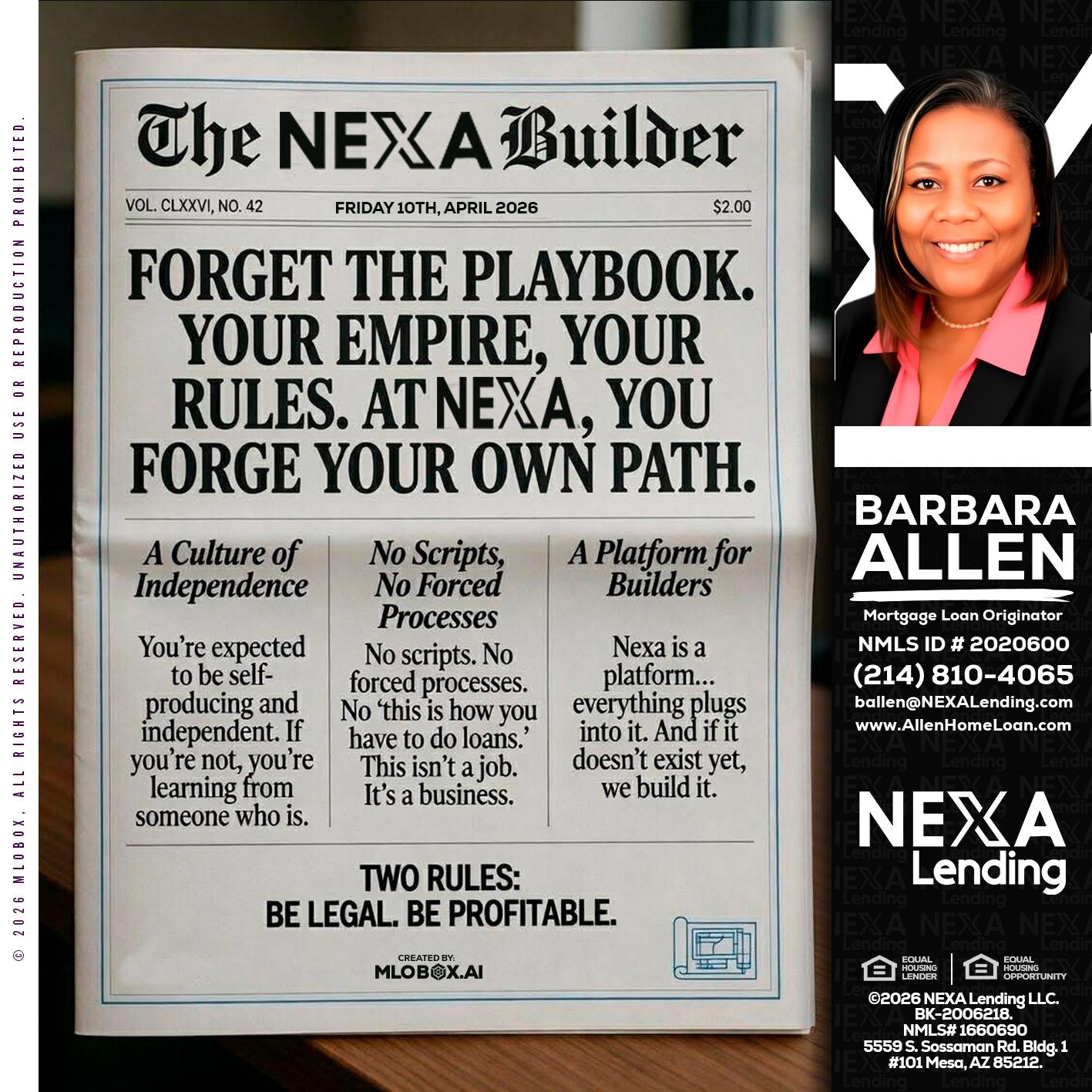 THE NEXA BUILDER - Barbara Allen -Mortgage Consultant