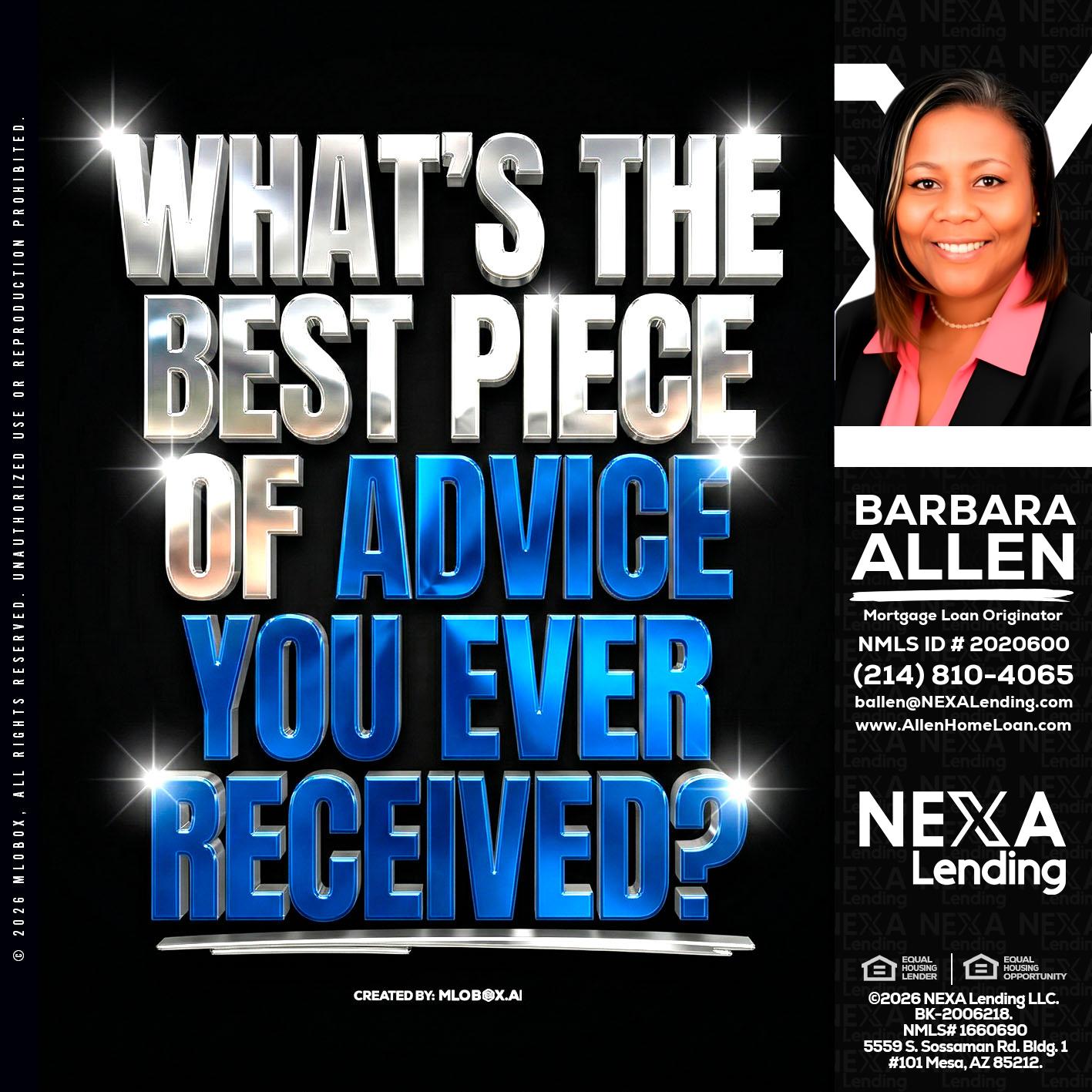 WHATS THE BEST - Barbara Allen -Mortgage Consultant