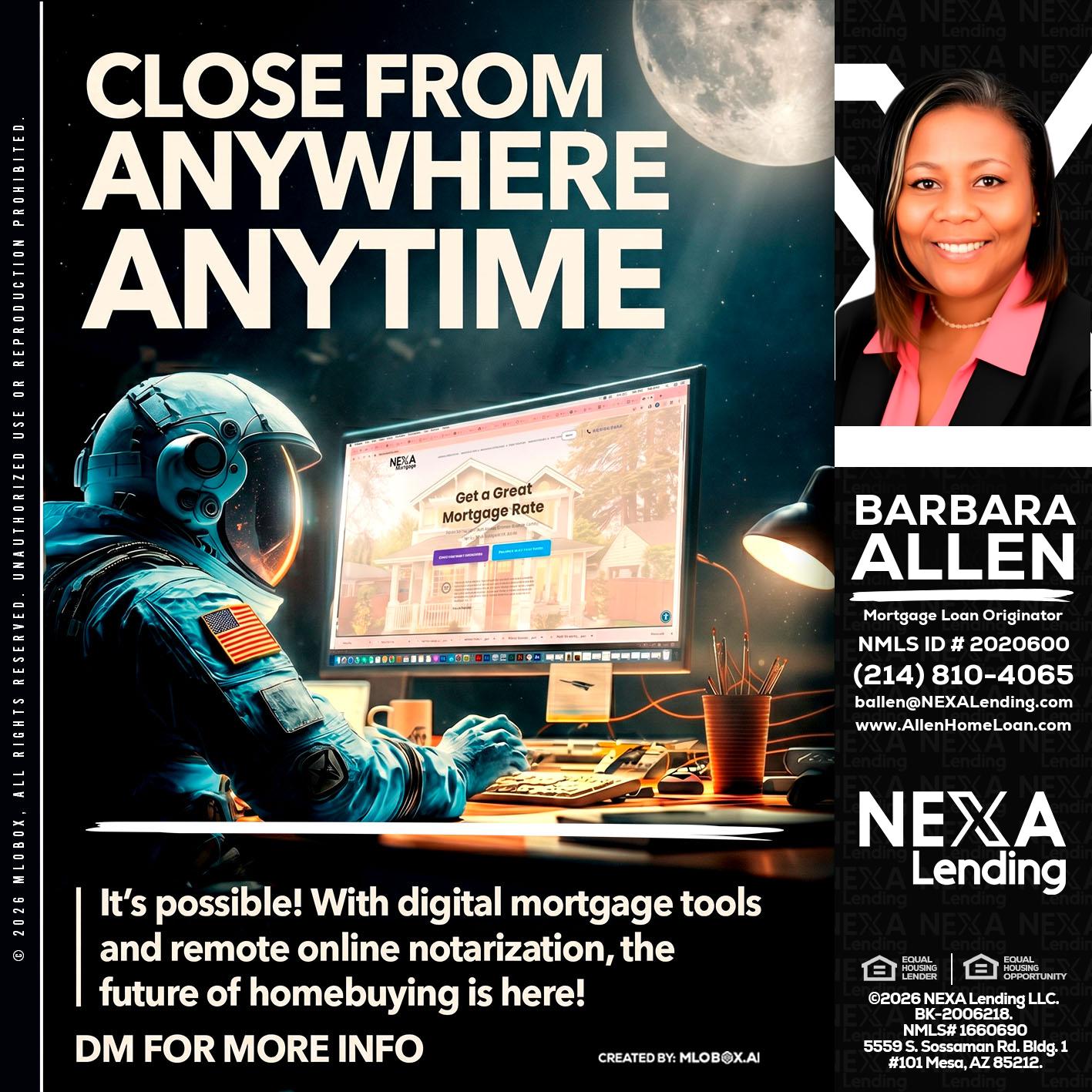 CLOSE FROM - Barbara Allen -Mortgage Consultant
