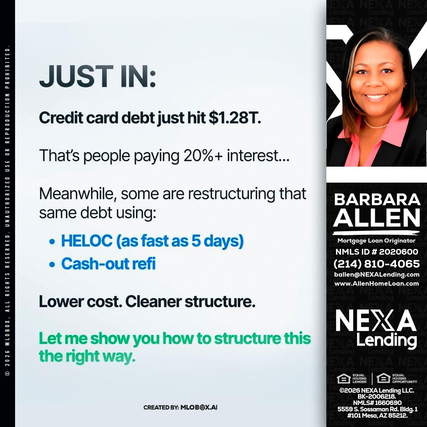 JUST IN - Barbara Allen -Mortgage Consultant