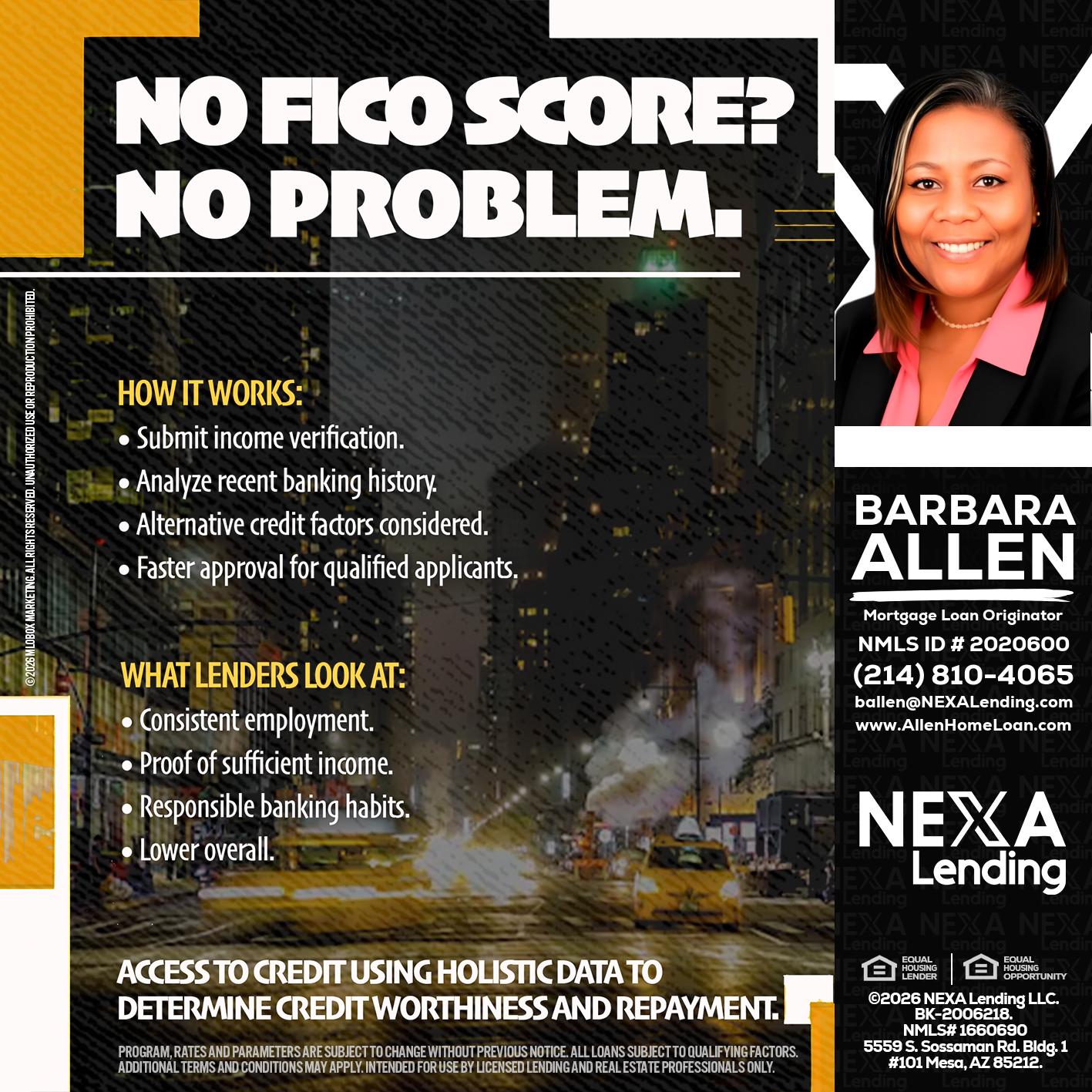NO FICO SCORE? - Barbara Allen -Mortgage Consultant