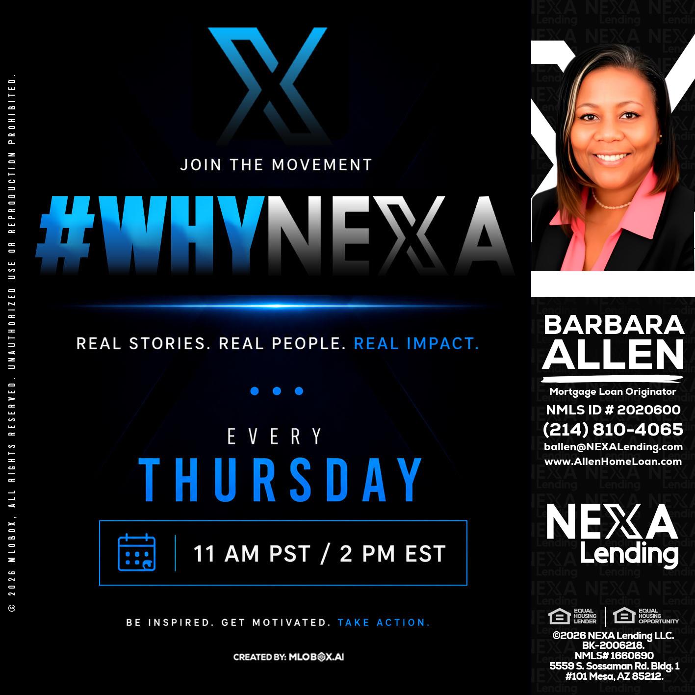 why NEXA - Barbara Allen -Mortgage Consultant