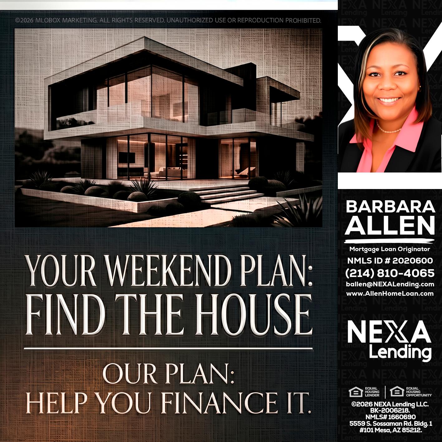 YOUR WEEKEND PLAN - Barbara Allen -Mortgage Consultant