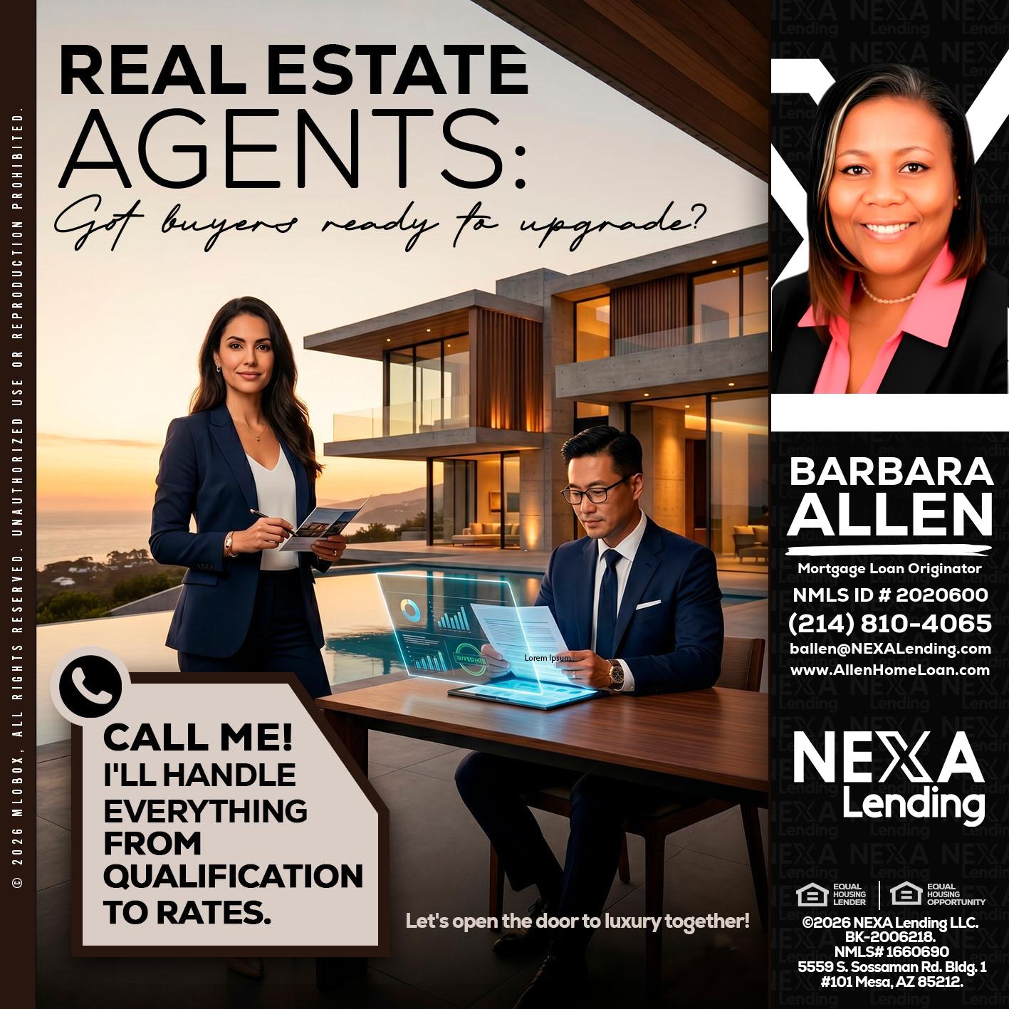 REAL ESTATE AGENTS - Barbara Allen -Mortgage Consultant