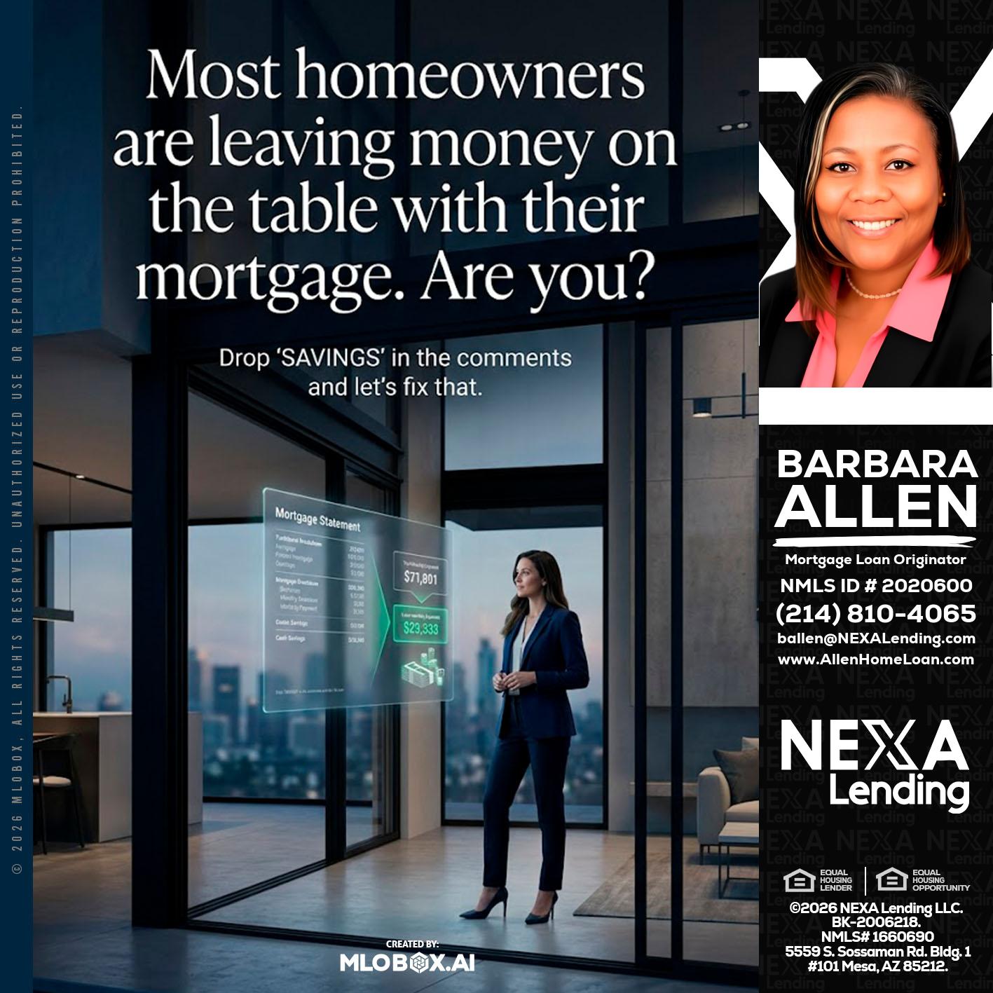 MOST OWNERS - Barbara Allen -Mortgage Consultant