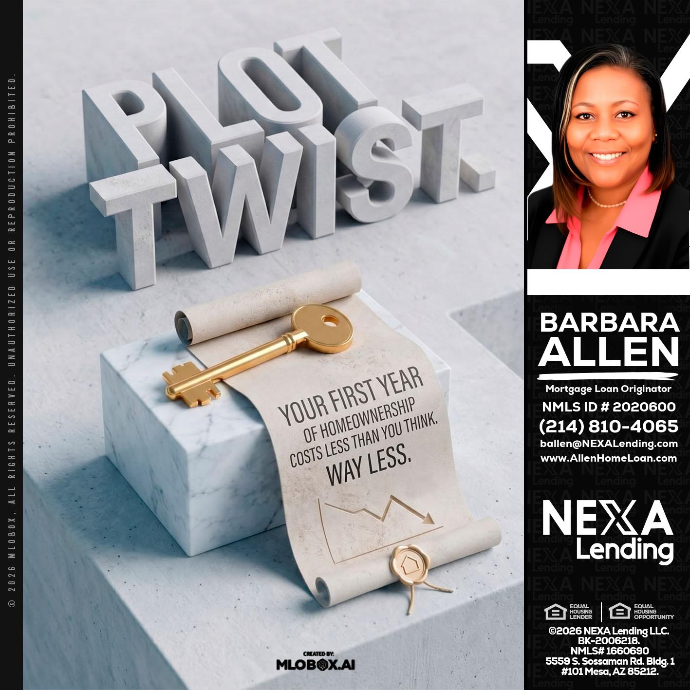 PLOT TWIST - Barbara Allen -Mortgage Consultant