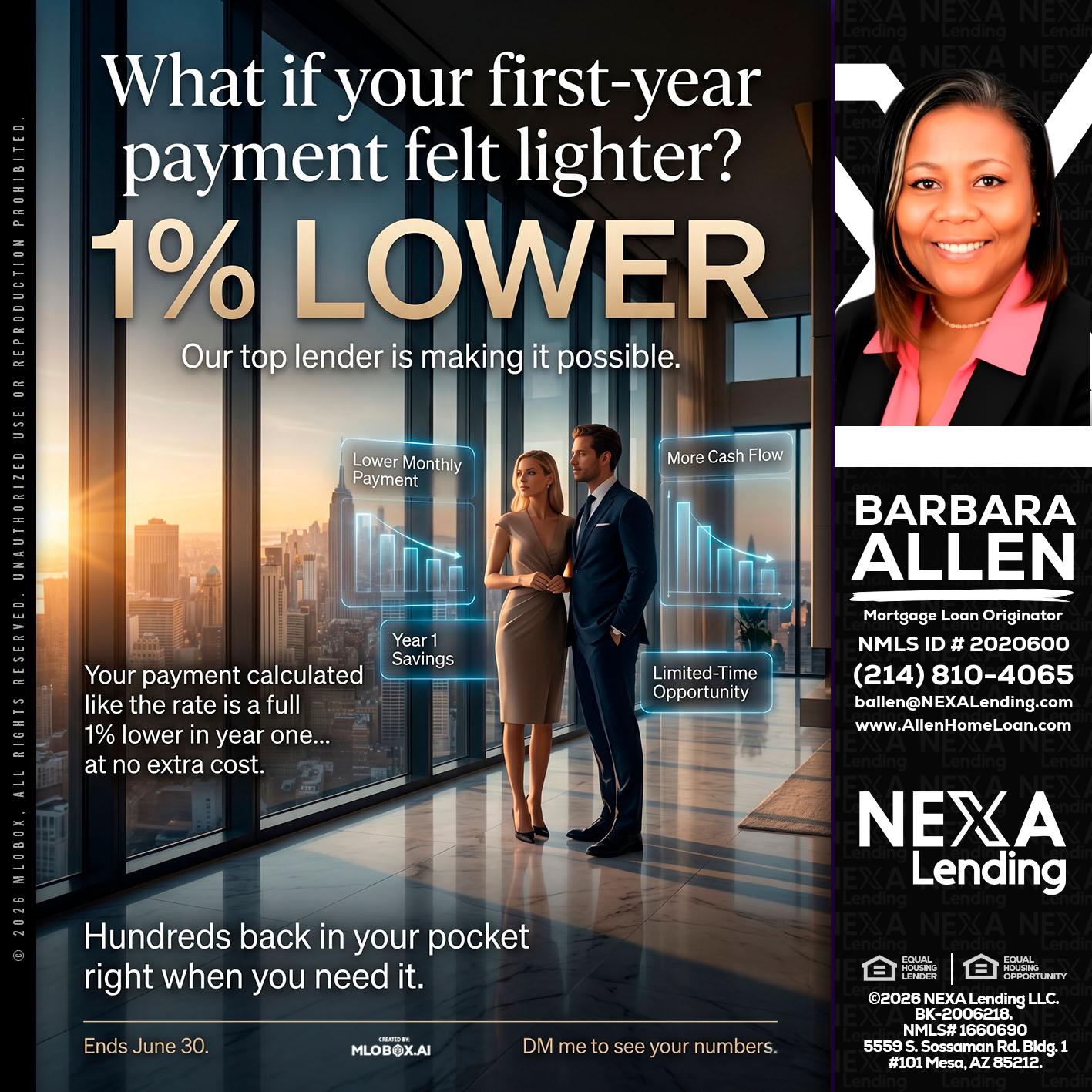 1% LOWER - Barbara Allen -Mortgage Consultant