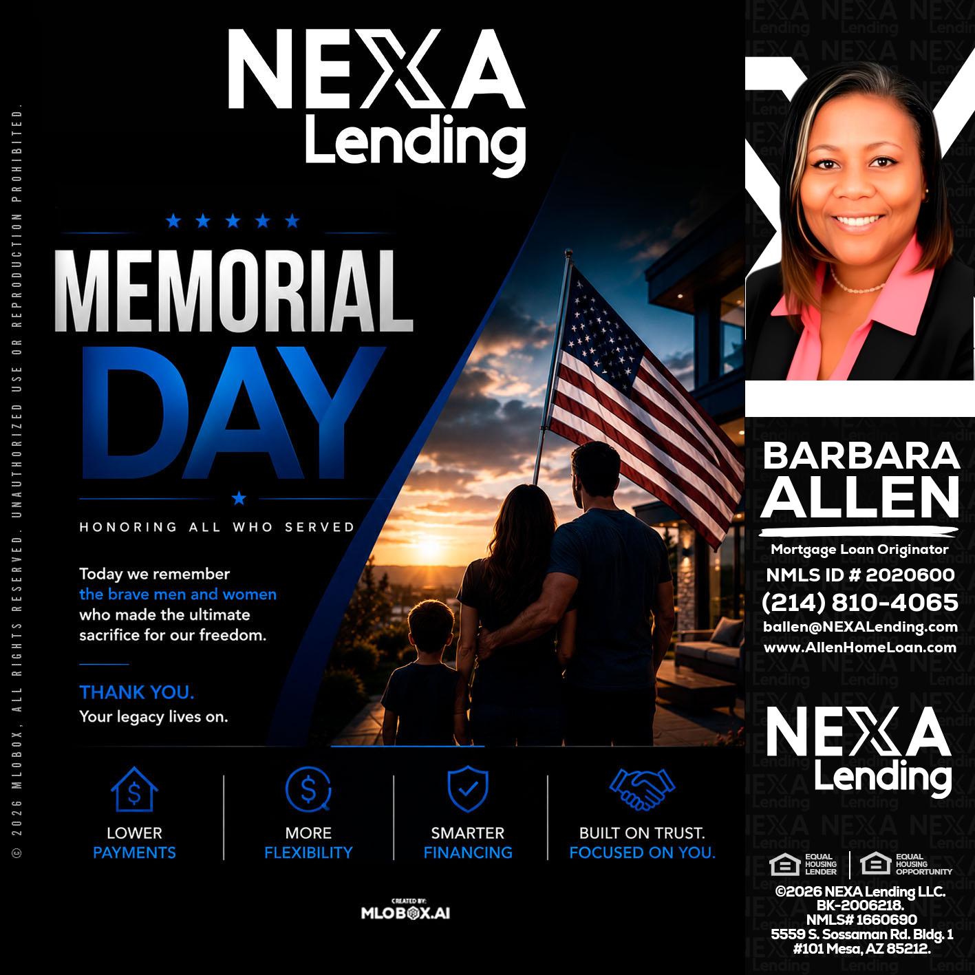 MEMORIAL DAY - Barbara Allen -Mortgage Consultant