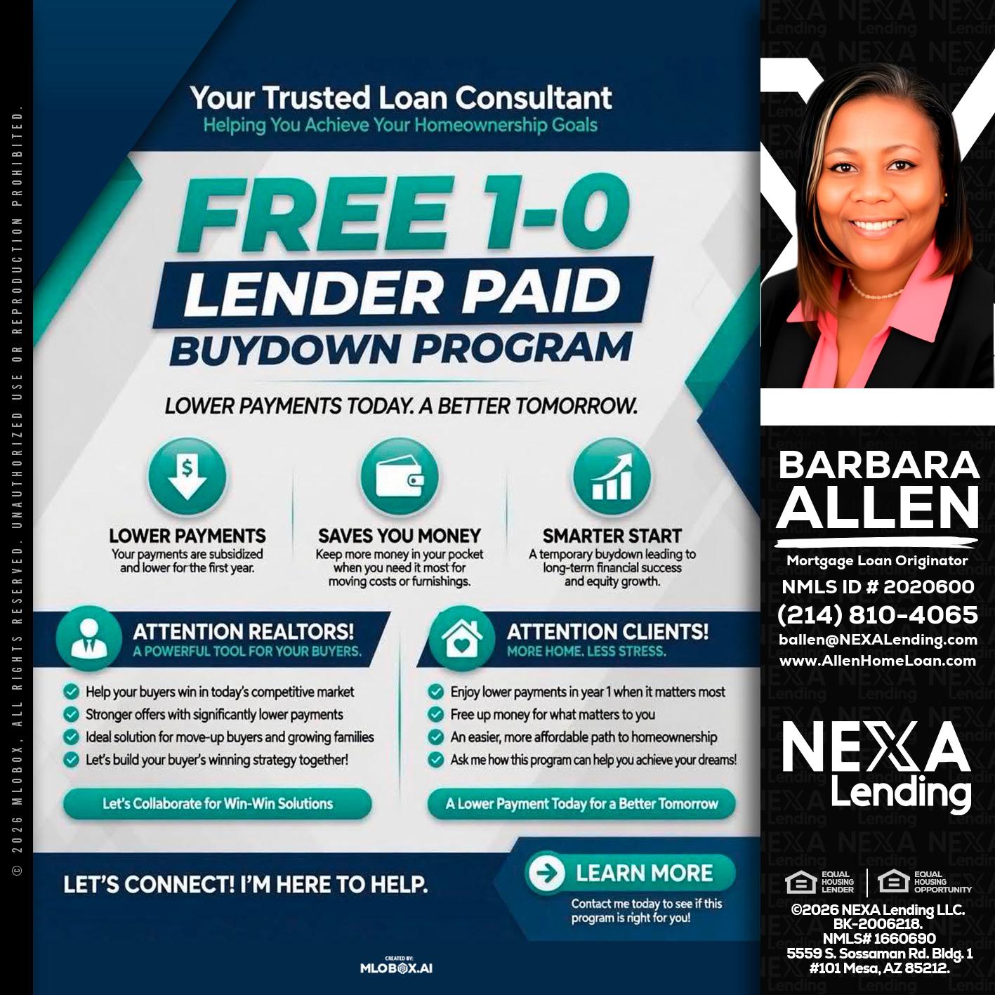 FREE 1-0 - Barbara Allen -Mortgage Consultant