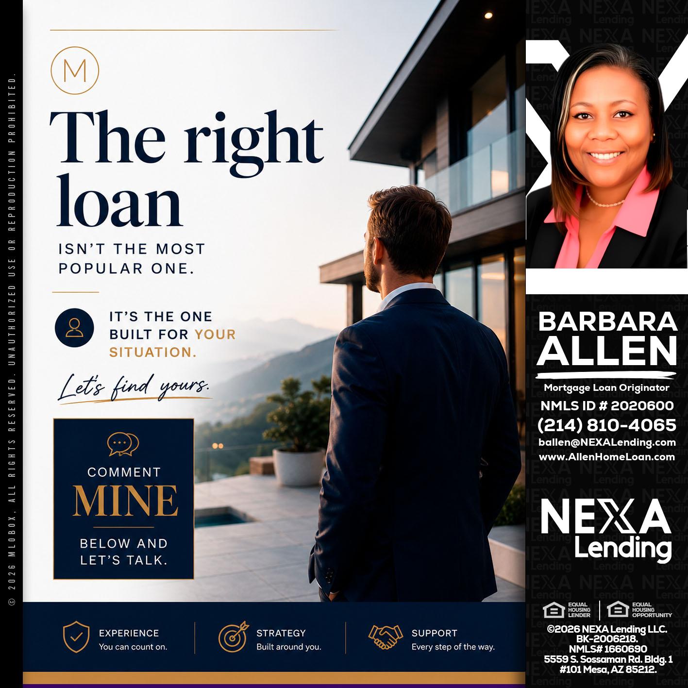 THE RIGHT LOAN - Barbara Allen -Mortgage Consultant
