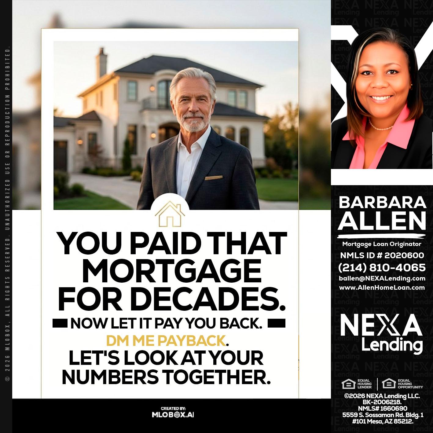 YOU PAID THAT MORTGAGE - Barbara Allen -Mortgage Consultant