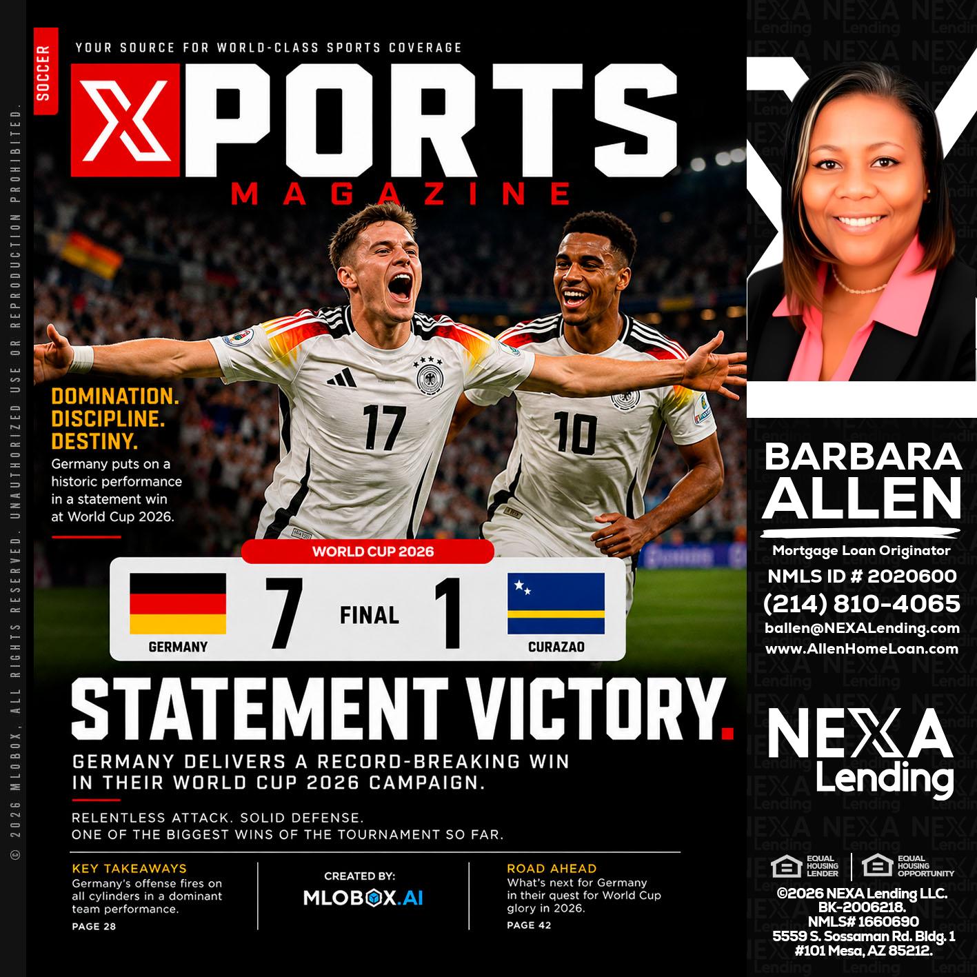 GERMANY VS CURASSAO (7-1) - Barbara Allen -Mortgage Consultant