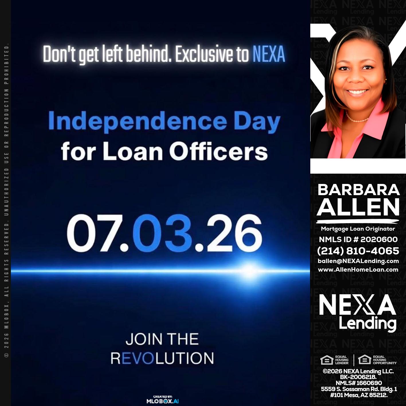 INDEPENDENCE DAY - Barbara Allen -Mortgage Consultant