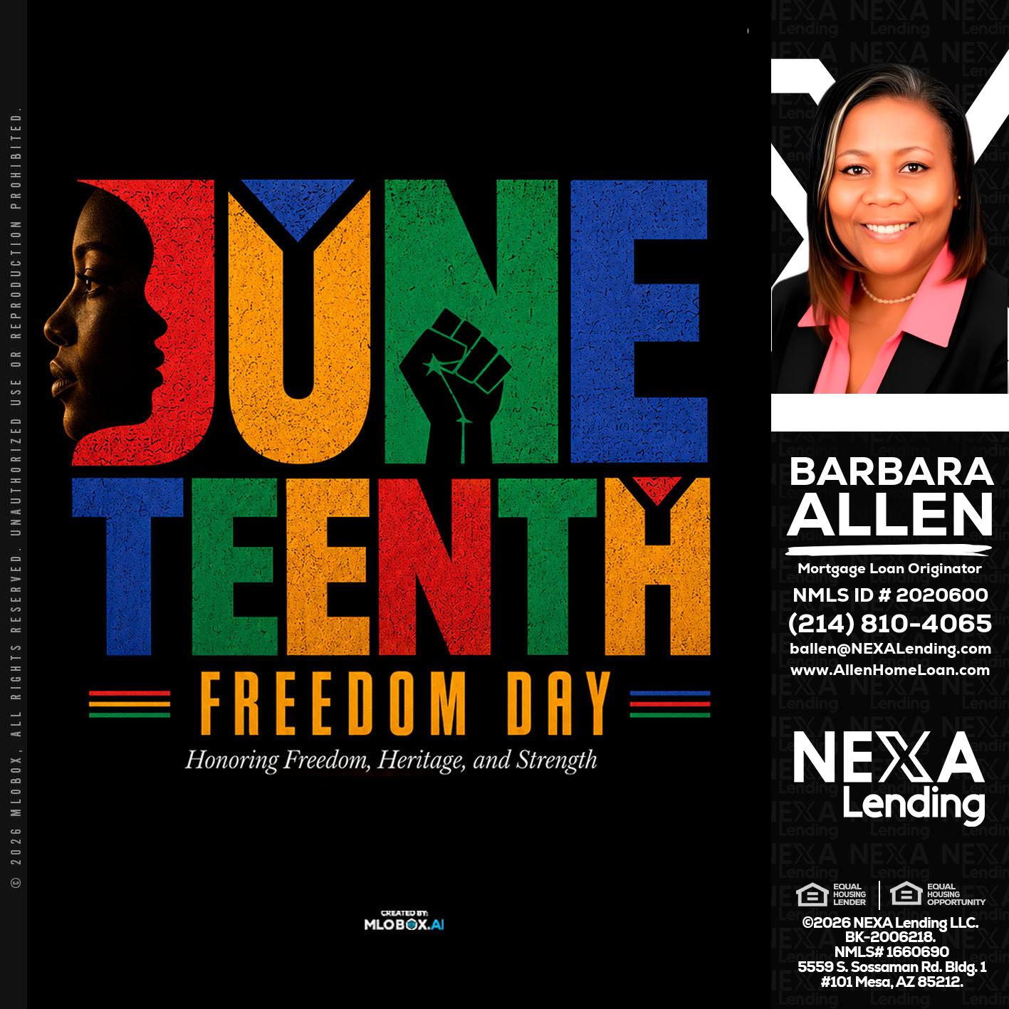 Juneteenth - Barbara Allen -Mortgage Consultant