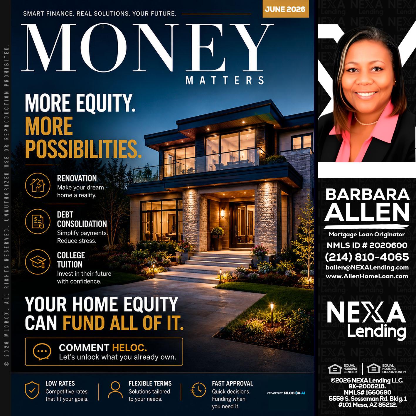 MONEY MATTERS - Barbara Allen -Mortgage Consultant
