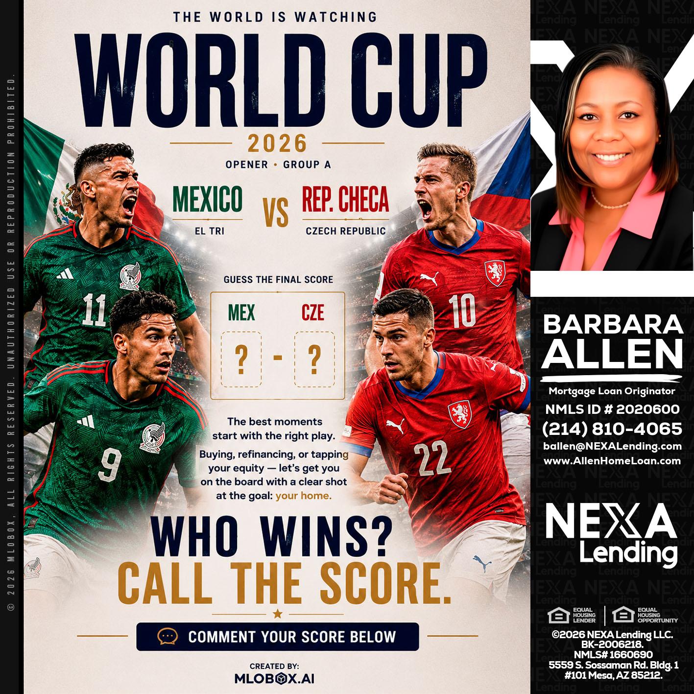 WORLD CUP 2026 - Barbara Allen -Mortgage Consultant