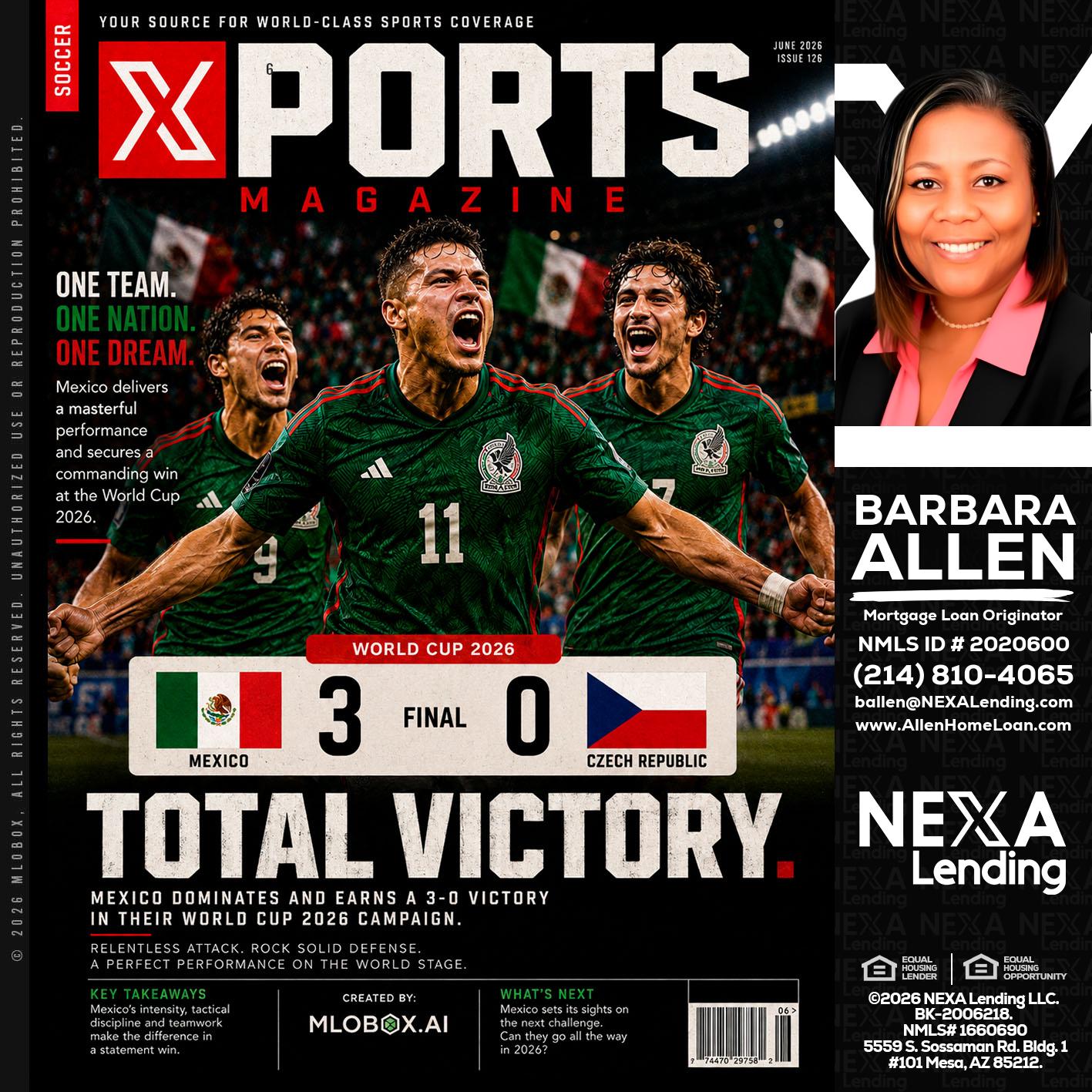 World Cup 2026 MEX 1-0 CZECH - Barbara Allen -Mortgage Consultant