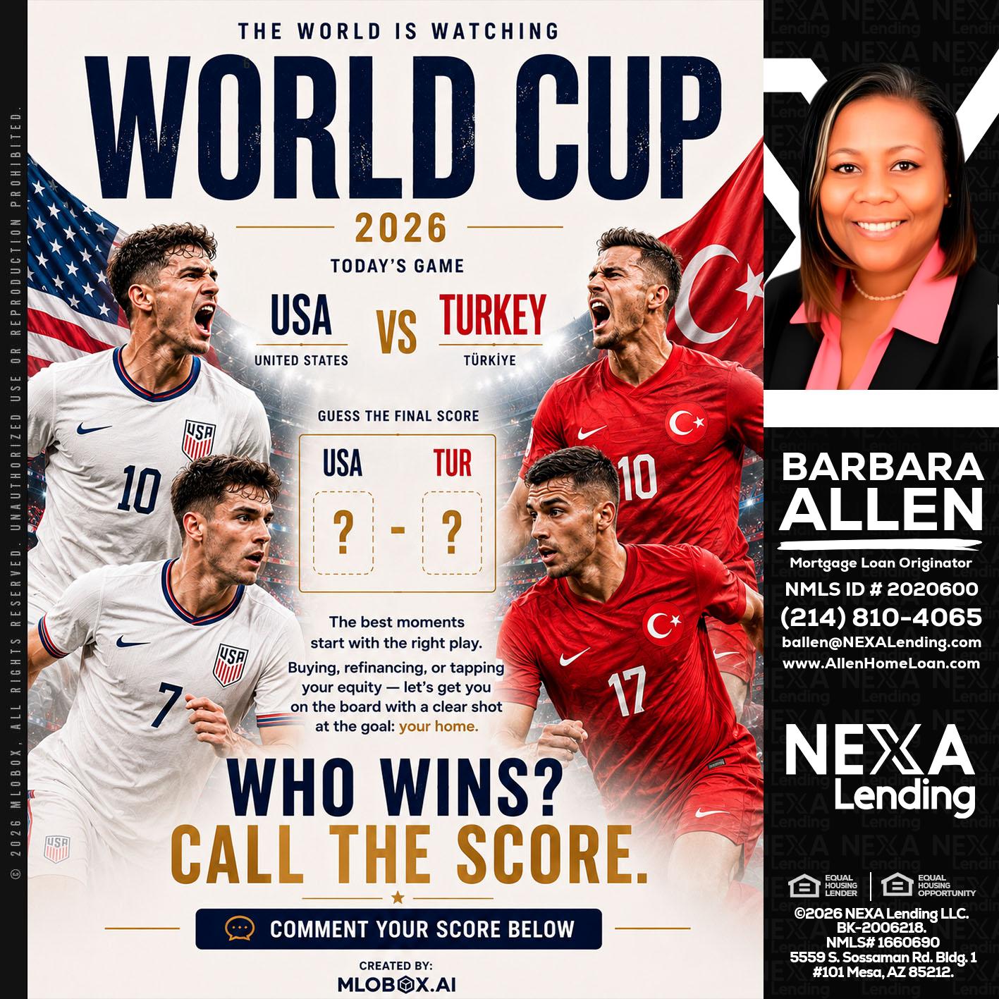WORLD CUP 2026 - Barbara Allen -Mortgage Consultant