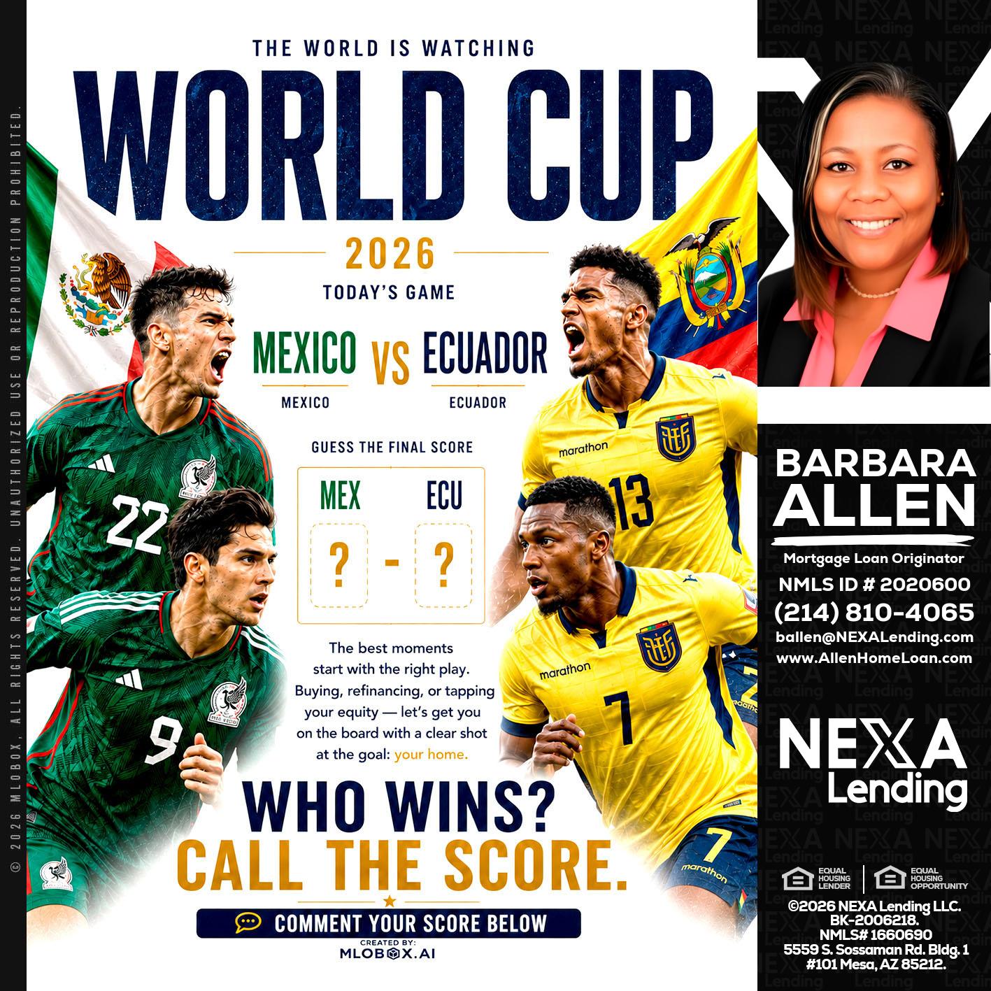 WORLD CUP 2026 - Barbara Allen -Mortgage Consultant