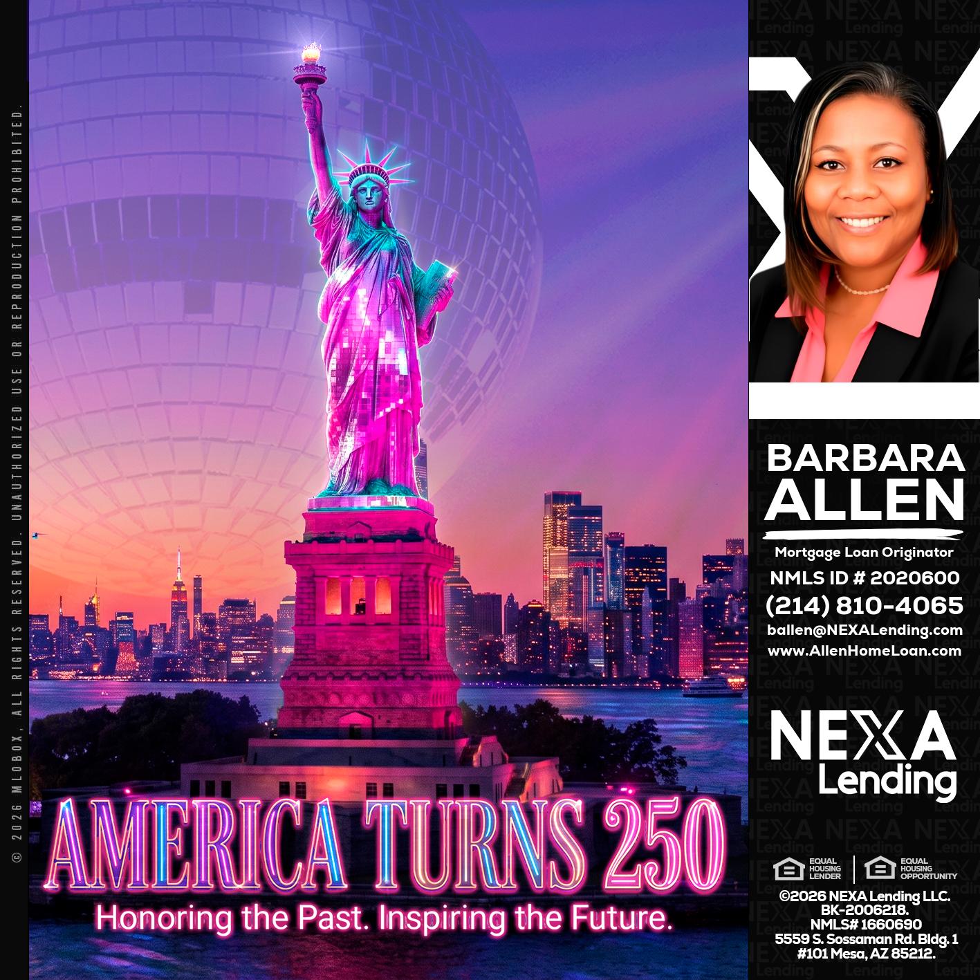 AMERICA TURNS 250 - Barbara Allen -Mortgage Consultant
