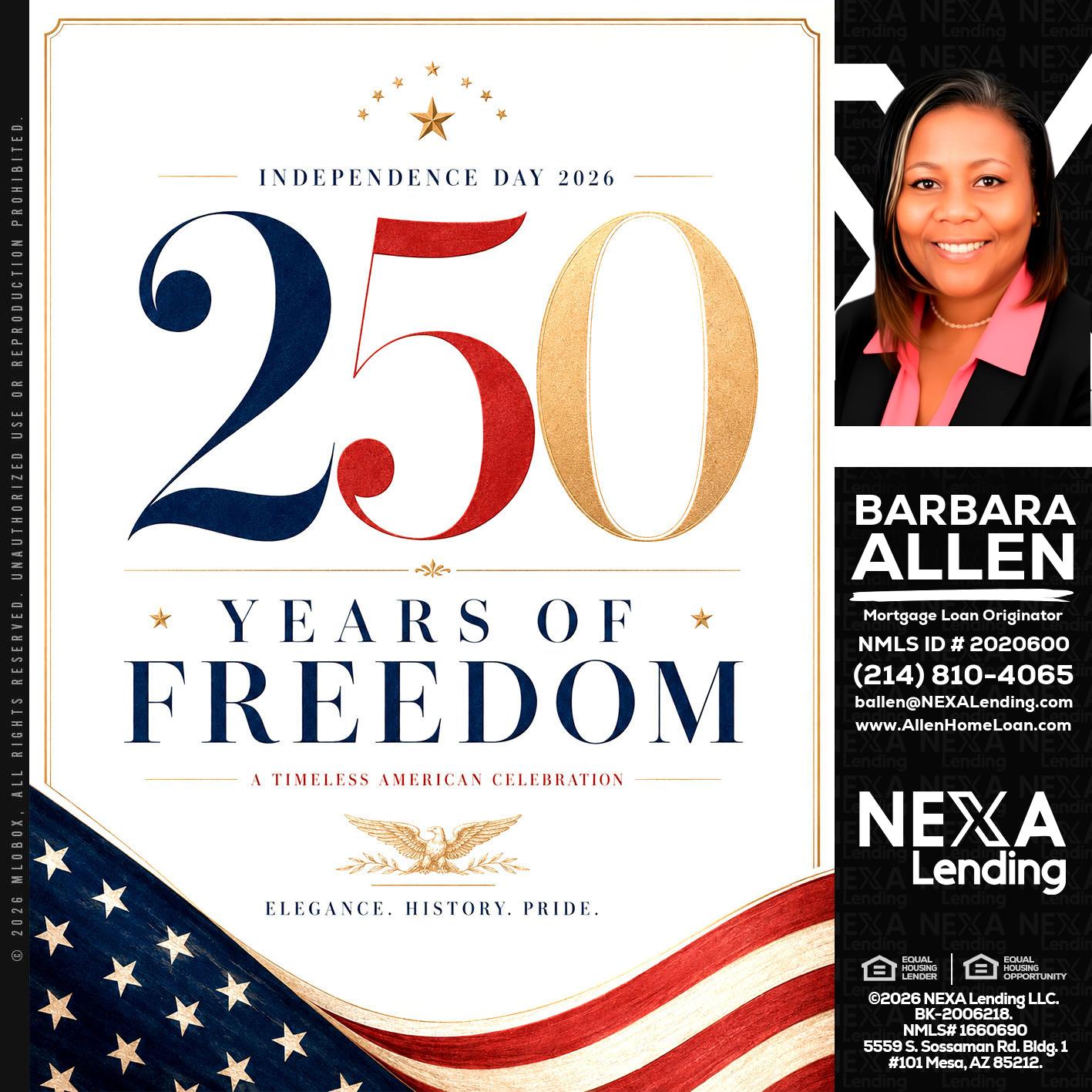 250 YEARS - Barbara Allen -Mortgage Consultant