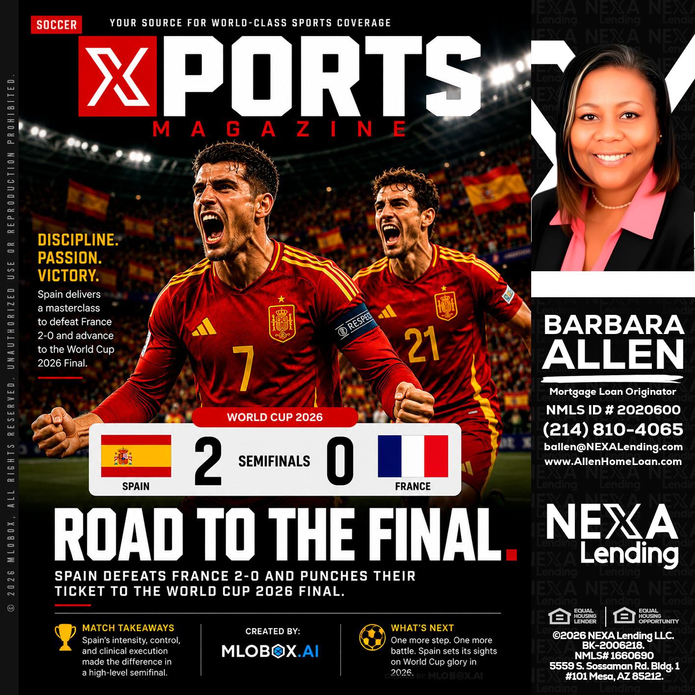 XPORTS WORLD CUP 2026 - Barbara Allen -Mortgage Consultant