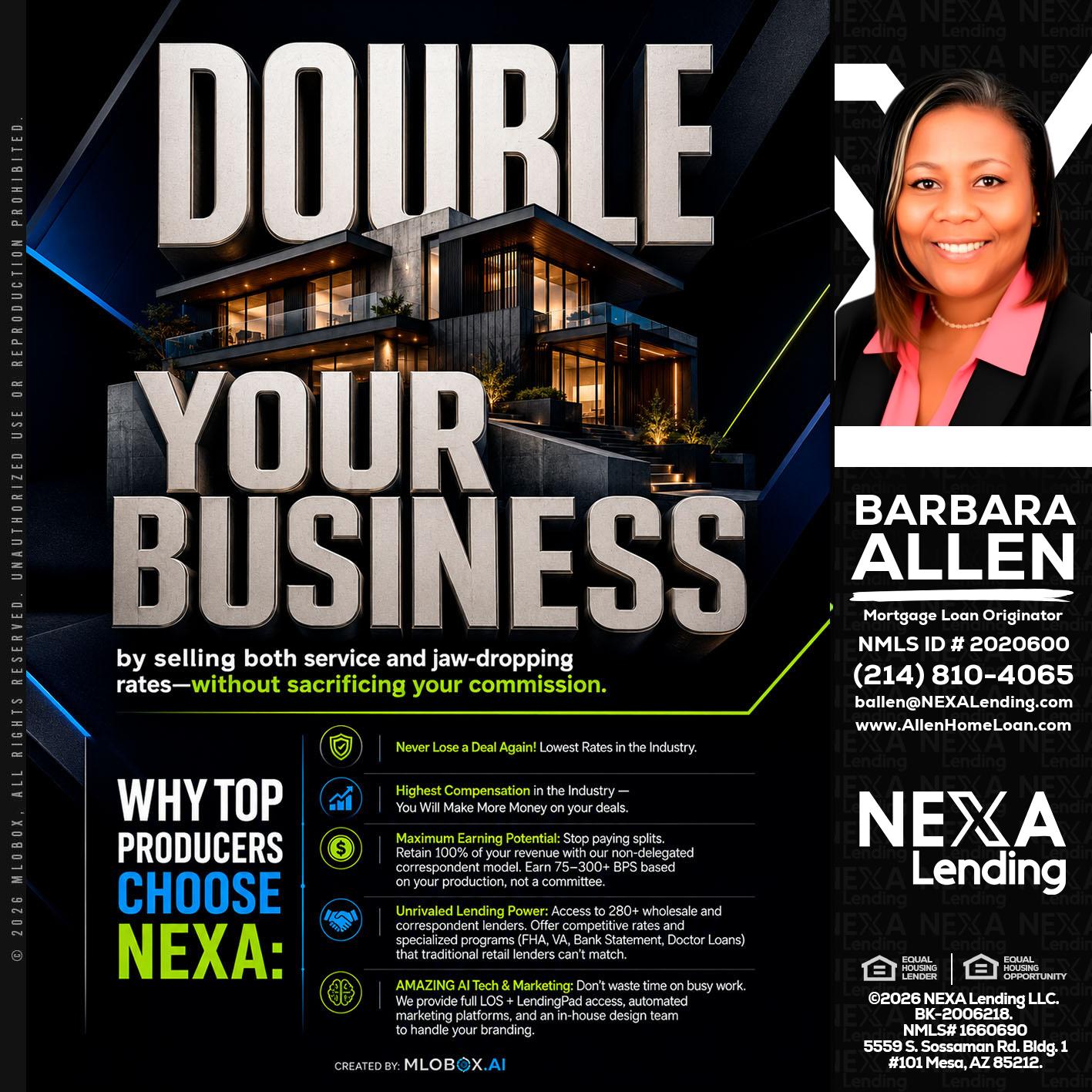 DOUBLE YOUR BUSINESS - Barbara Allen -Mortgage Consultant