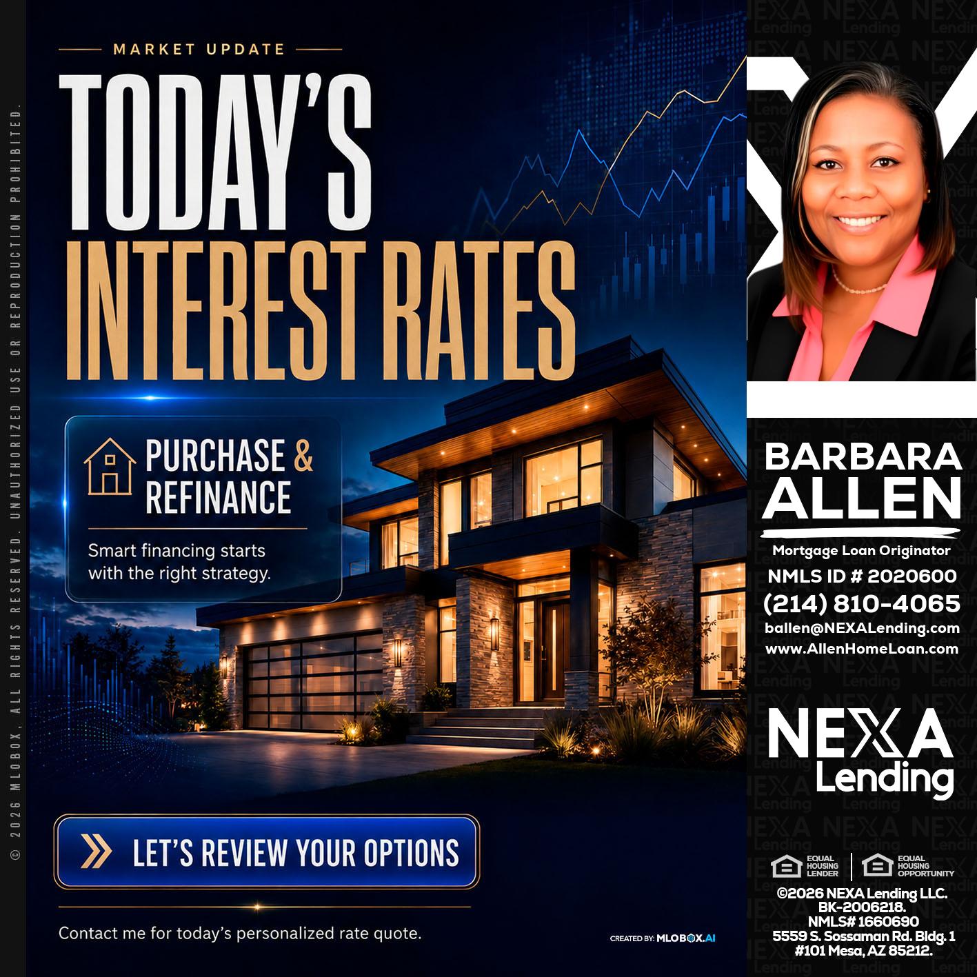 TODAYS RATES - Barbara Allen -Mortgage Consultant