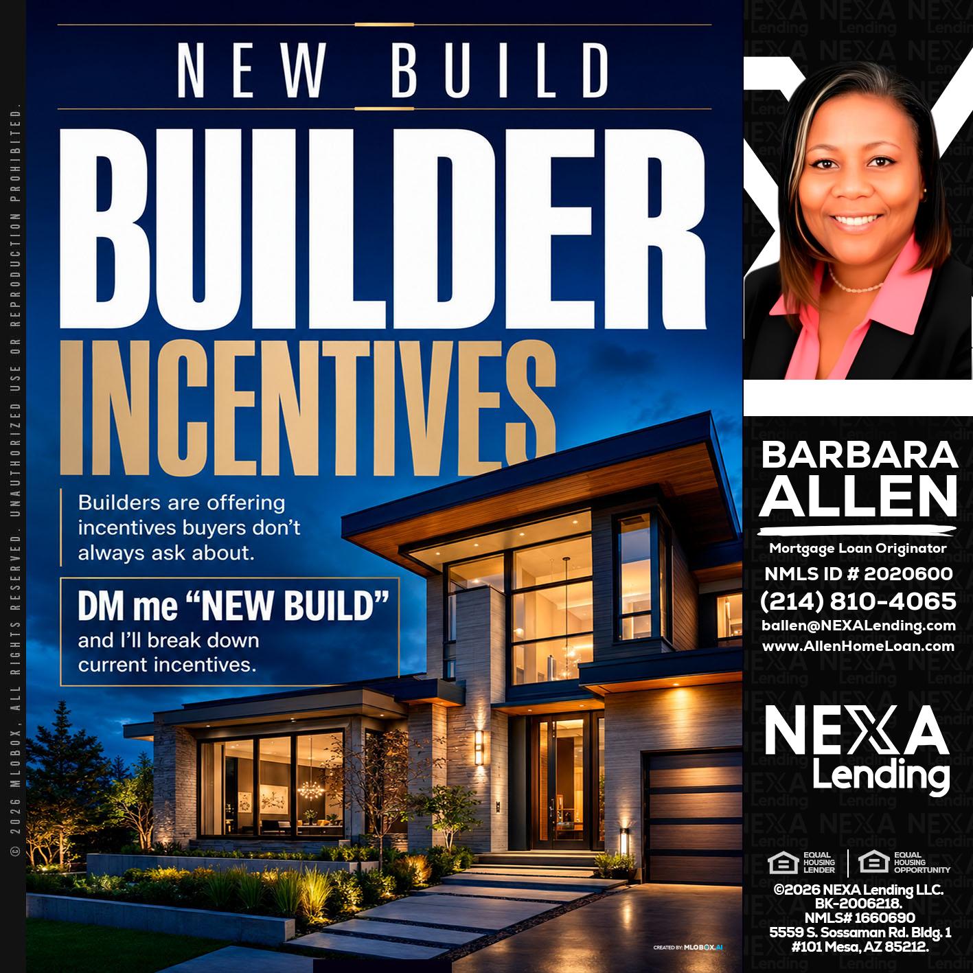 NEW BUILDER - Barbara Allen -Mortgage Consultant