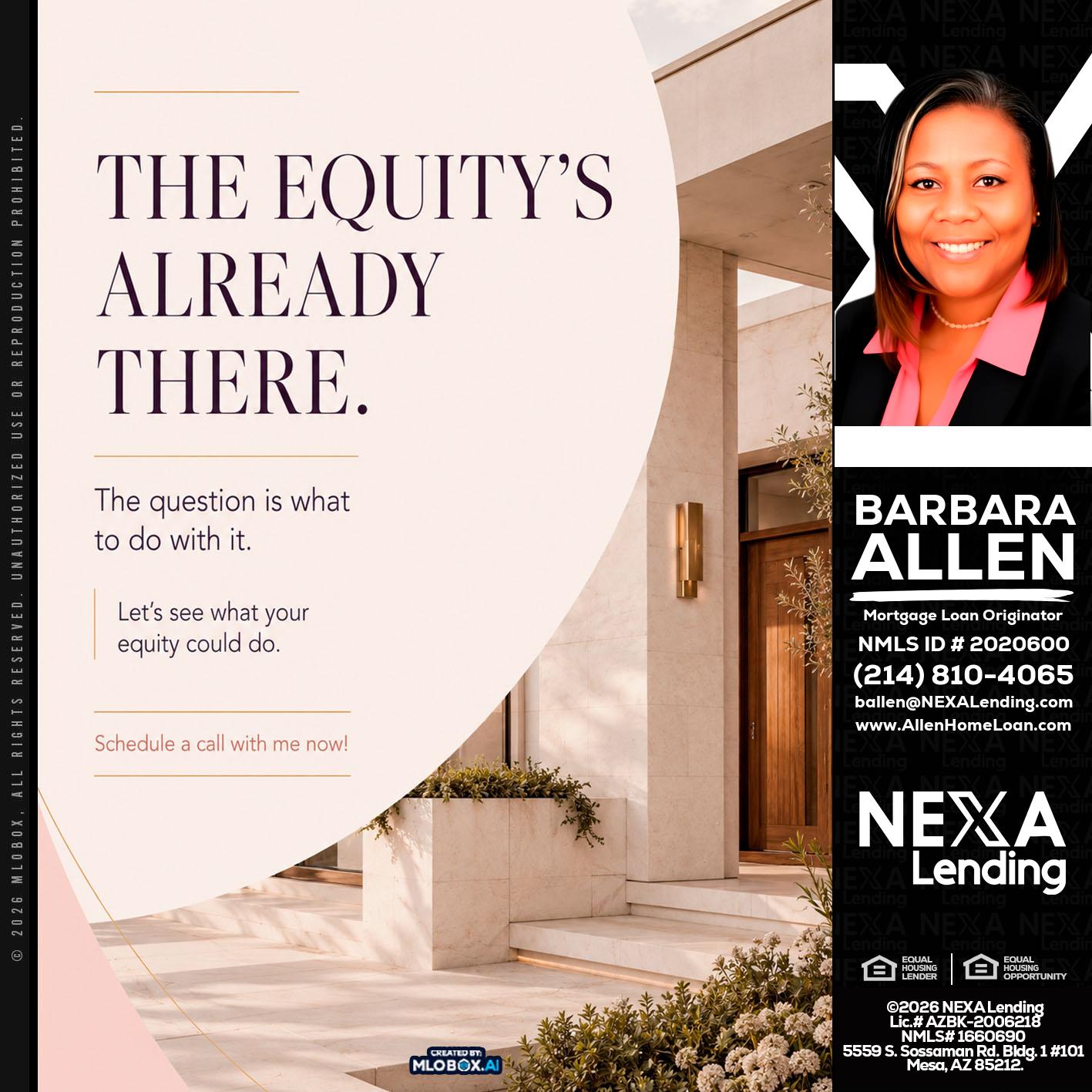 THE EQUITY'S - Barbara Allen -Mortgage Consultant