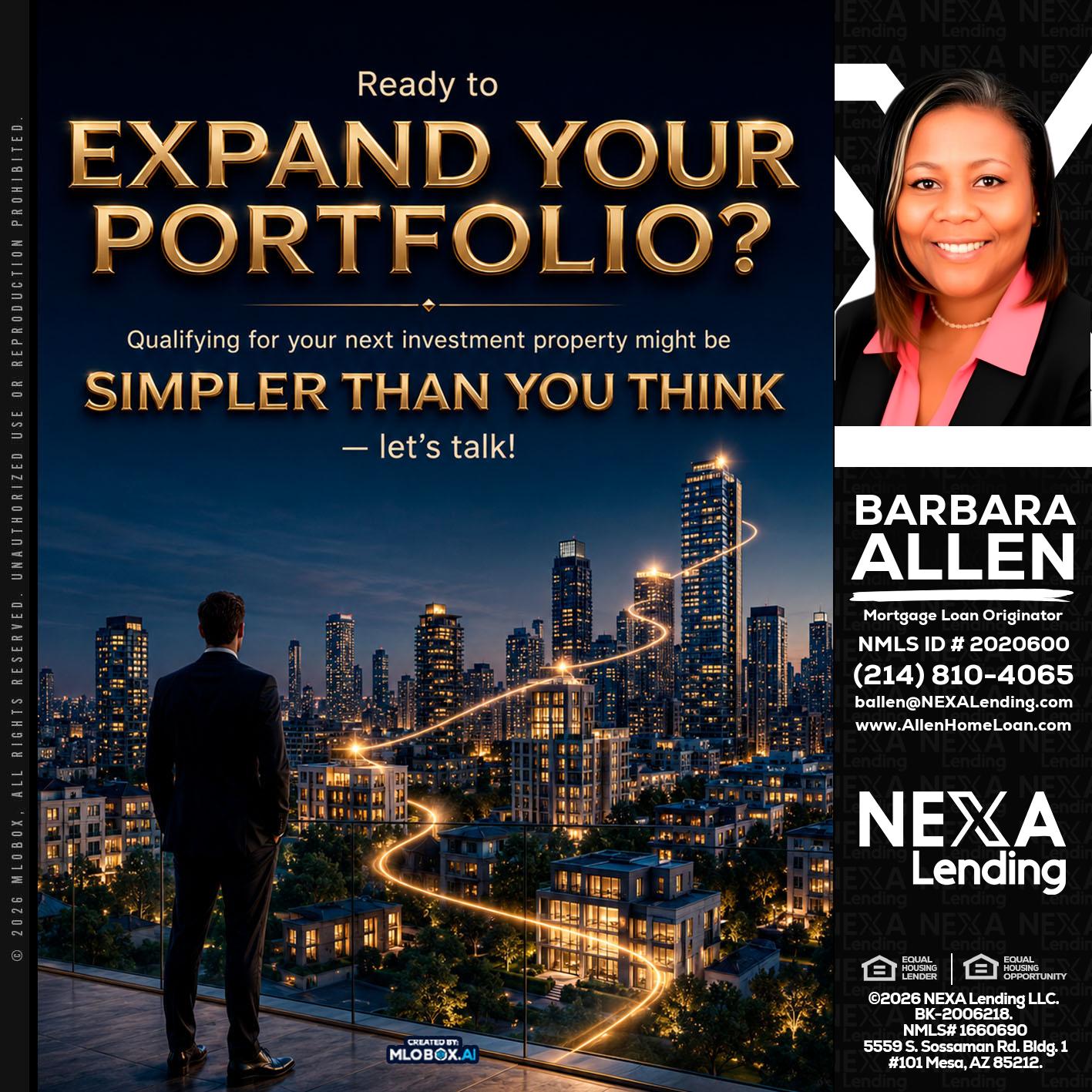 expand you portfolio - Barbara Allen -Mortgage Consultant