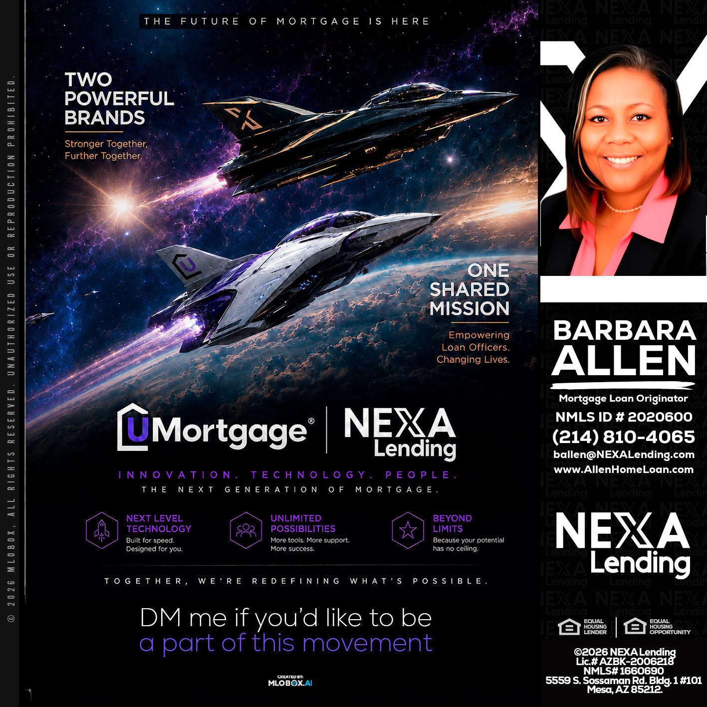 U Mortgage + NEXA lending - Barbara Allen -Mortgage Consultant