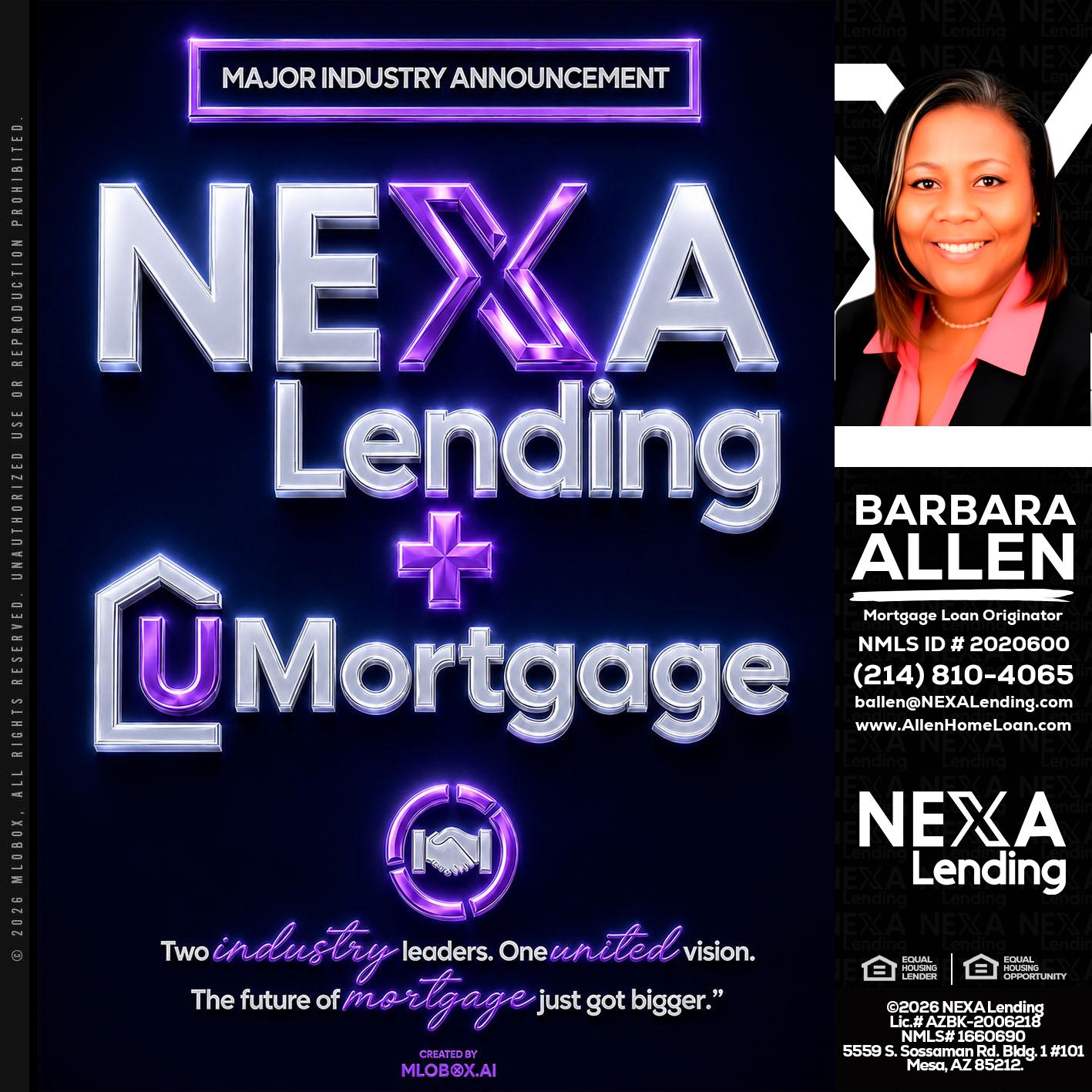 NEXA LENDING U MORTGAGE - Barbara Allen -Mortgage Consultant