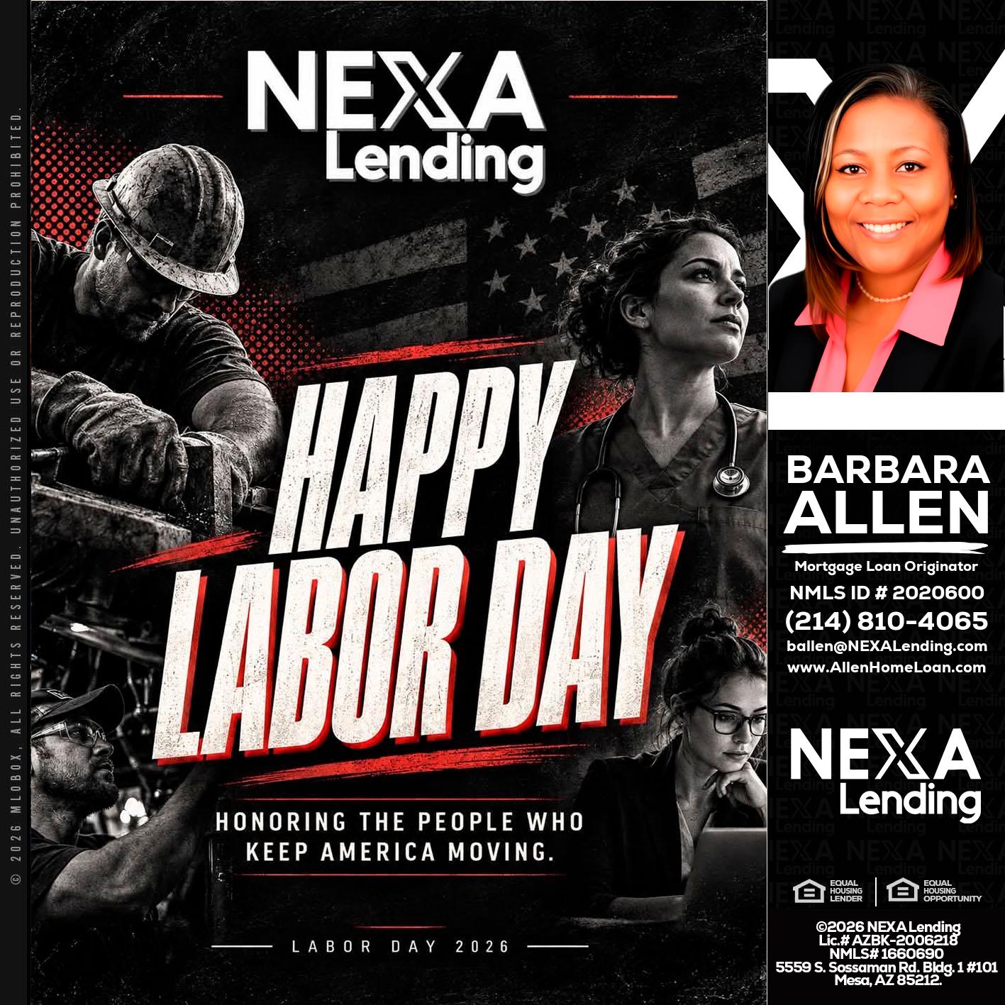 LABOR DAY - Barbara Allen -Mortgage Consultant
